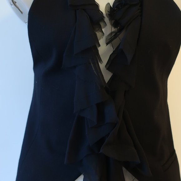 Womens Elizabeth and James Dandy Black Silk Ruffled Vest Top M * - Picture 11 of 15